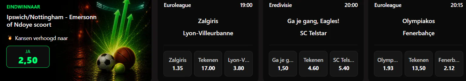 betninja casino verhoogde quoteringen